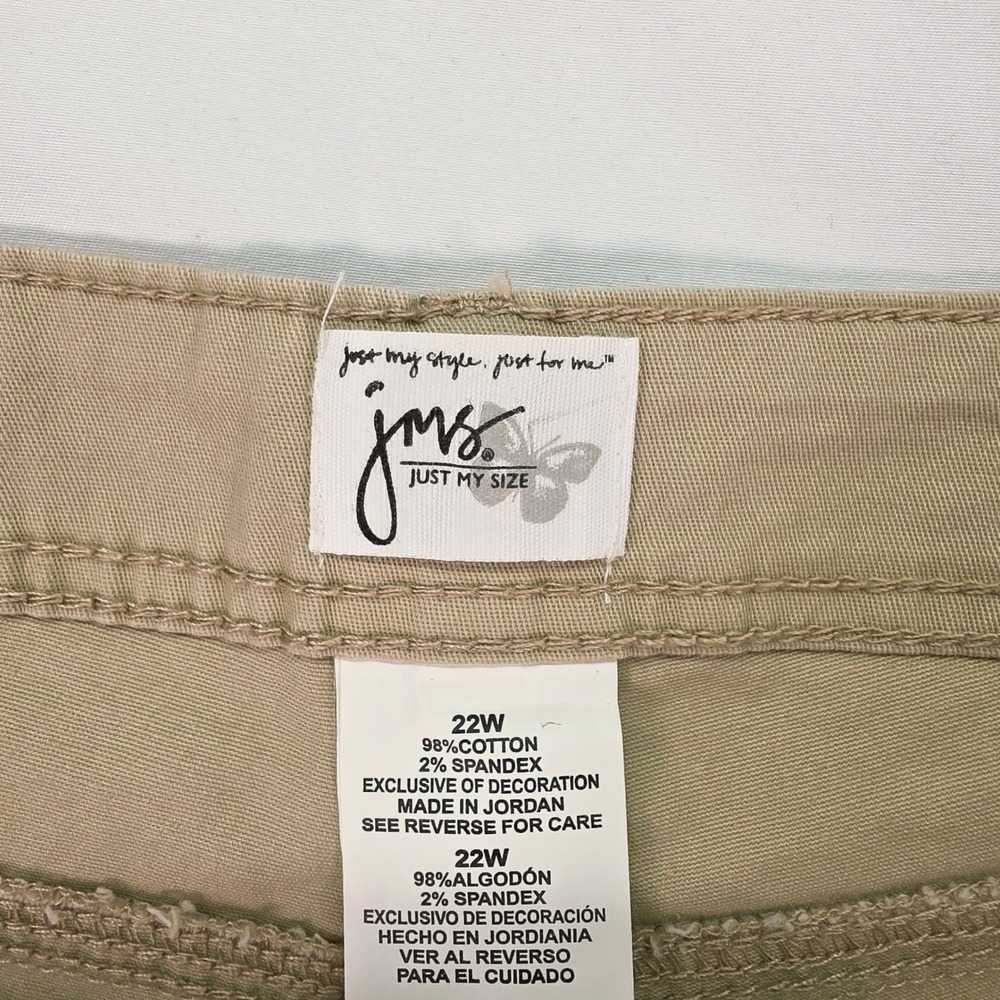 New Just My Size JMS Khaki Bermuda‎ Shorts 22W Slimming Panel Butterfly Pockets - Picture 2 of 7